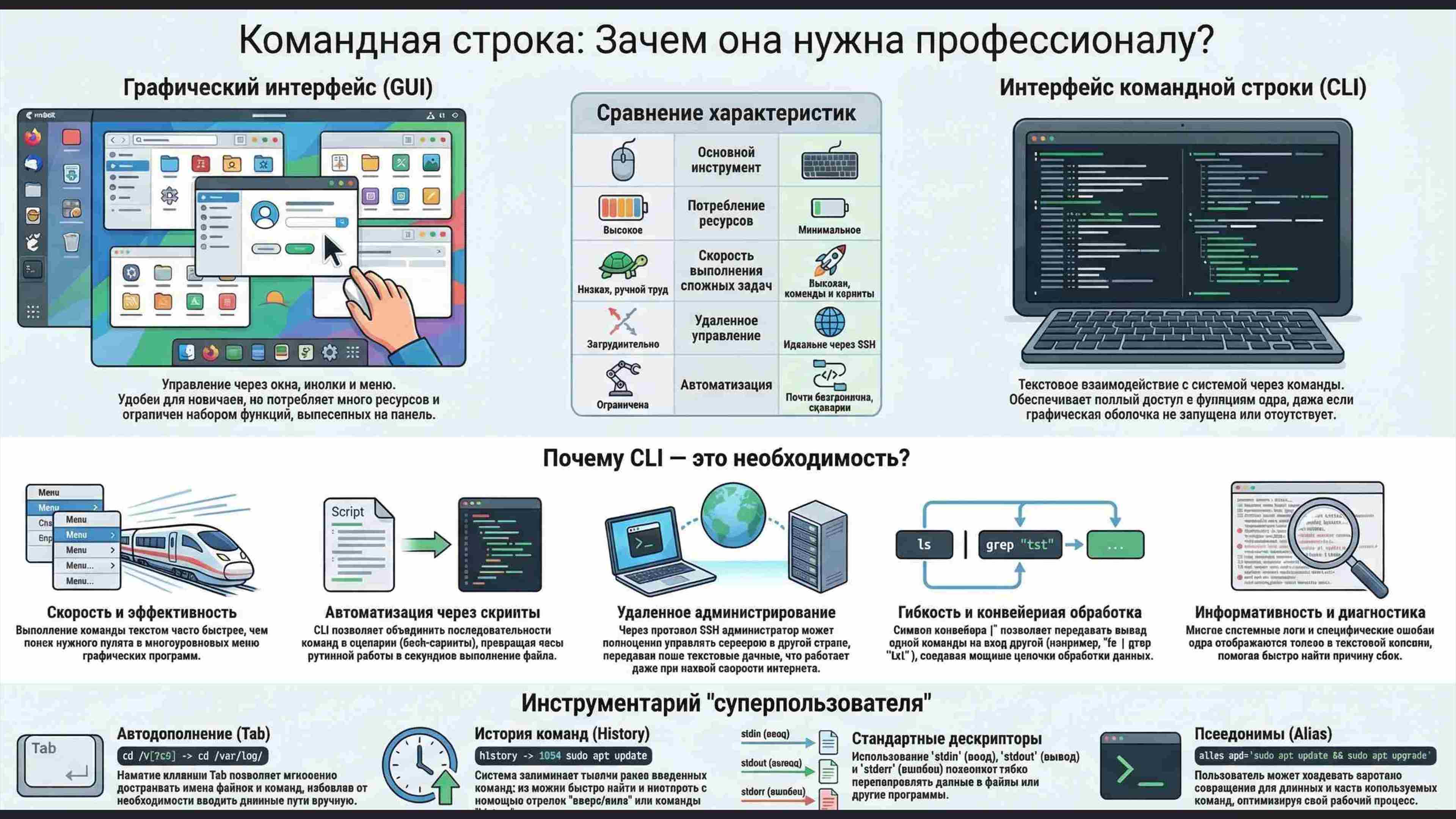 Командная строка, удаленный доступ, права, пользователи, поцессы, пакеты, загрузка Linux, файловая система, bash, текст в Linux, сеть, Python в Linux, git, сокеты, асинхронное программировние, сервер, сетевые приложения 18